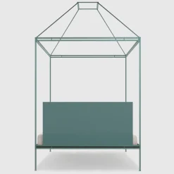 Sommo Light-Blue Iron Canopy Double Bed