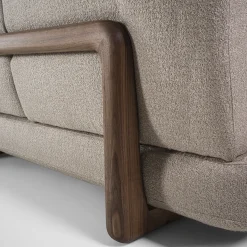 Sospiro solid walnut wood and Taupe bouclé fabric Bed