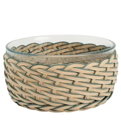 Soufflé Mold With Woad Blue Wicker Basket