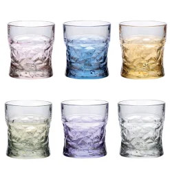 Sound Polychrome Set of 6 Faceted Water/Whisky Glasses