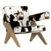 Souvenir Cowhide Fur And Elm Wood Lounge Chair