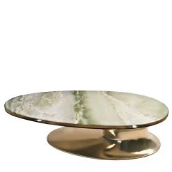 Sowilo Green Marble And Gold Polished Steel Coffe Table