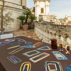Space Shapes Brown Tablecloth