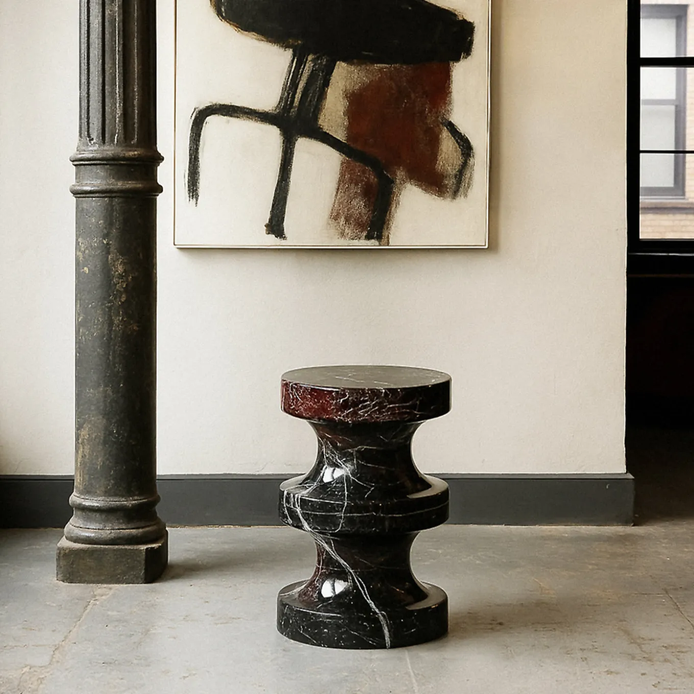 Spira Rosso Levanto Marble Stool