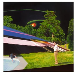 Spirali di Luce e Tenda Elettromagnetica Avvolgono Oil Painting