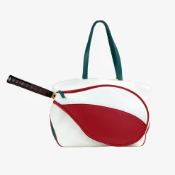 Sport White & Red Bag with Tennis-Racket-Shaped Pocket