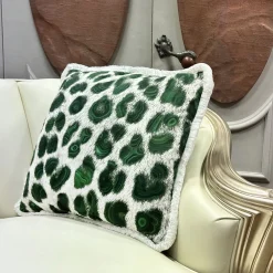 Spotted Malachite Fringed Square Cushion by Carlo Rampazzi