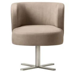Spritz Swivel Beige Leather Dining Armchair by Lorenza Bozzoli