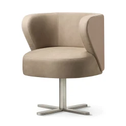 Spritz Swivel Beige Leather Dining Armchair by Lorenza Bozzoli