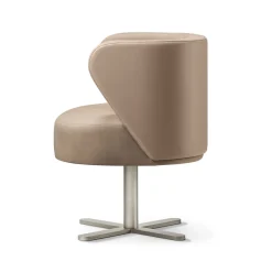 Spritz Swivel Beige Leather Dining Armchair by Lorenza Bozzoli
