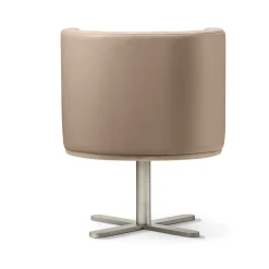 Spritz Swivel Beige Leather Dining Armchair by Lorenza Bozzoli