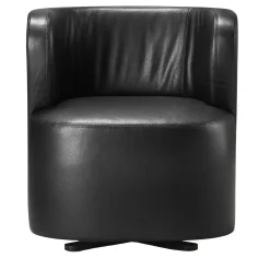 Spritz Swivel Black Leather Armchair by Lorenza Bozzoli
