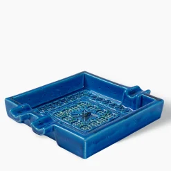 Square Blue Ashtray by Aldo Londi
