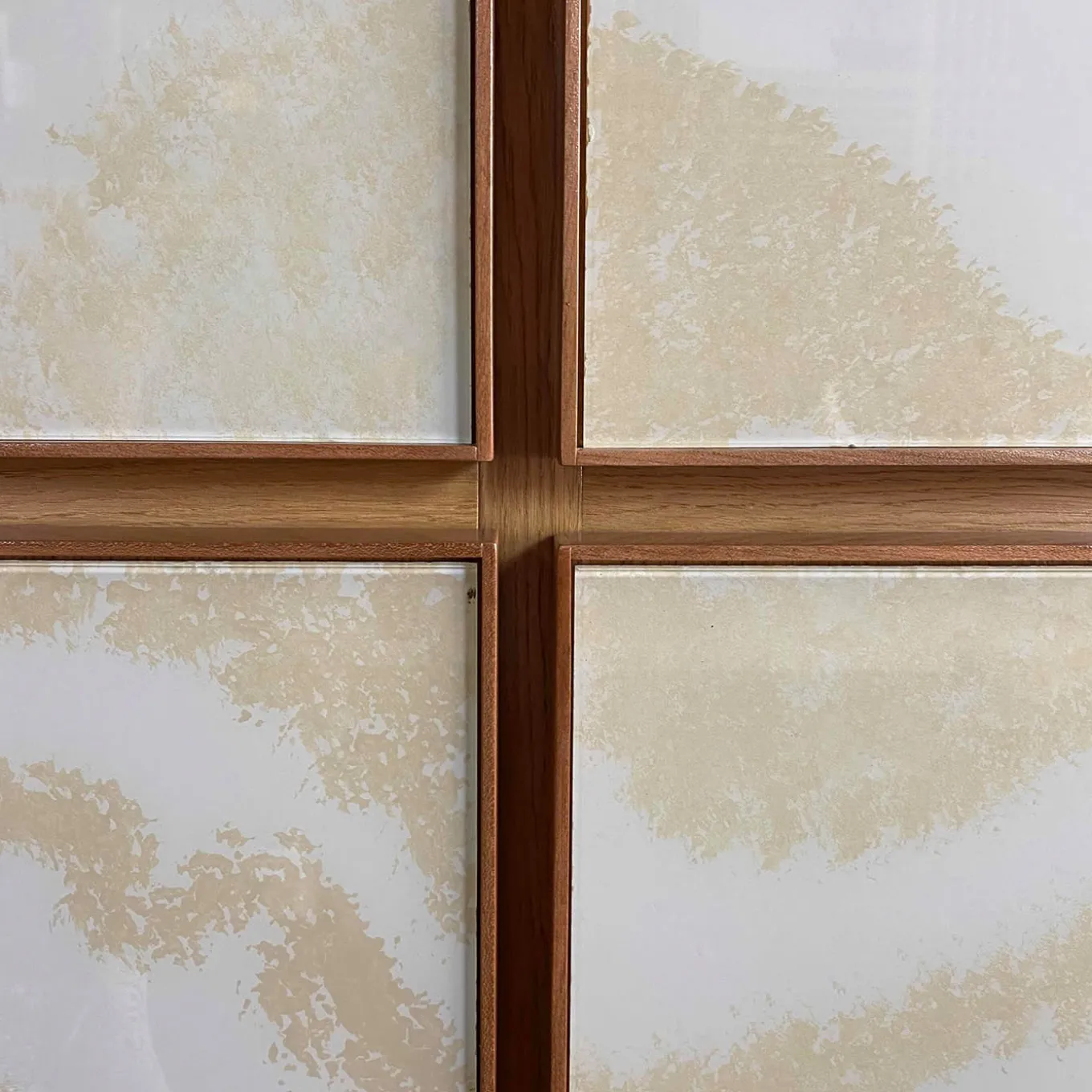 Square 4-Door Glass & Oak Cupboard by Mascia Meccani