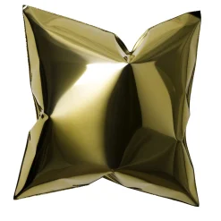 Square Gold Pillow-Shaped Wall Sculpture