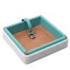 Square Turquoise & White Napkins Holder