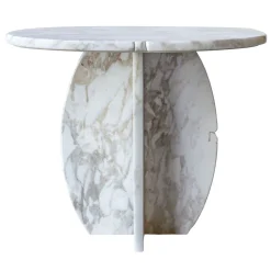 SST023 Calacatta Oro Round Marble Side Table