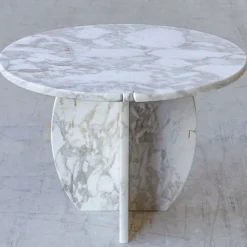 SST023 Calacatta Oro Round Marble Side Table