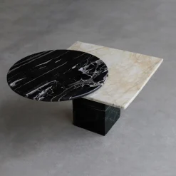 SST031 Quarzite Cristallo & Portoro Silver Side Table