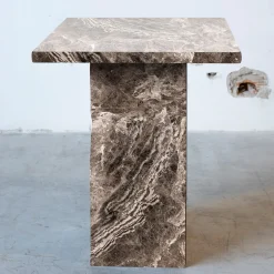 SST013-3 Toffee Brown& Invisible Gray Marble Side Table