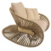 Stankar Beige Fabric And Hempen Rope Outdoor Rocking Armchair