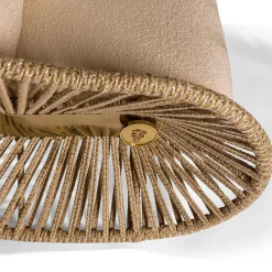 Stankar Beige Fabric And Hempen Rope Outdoor Rocking Armchair