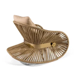 Stankar Beige Fabric And Hempen Rope Outdoor Rocking Armchair