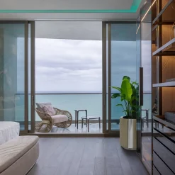 Stankar Beige Fabric And Hempen Rope Outdoor Rocking Armchair