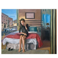 Stanza D'Albergo Oil on Cotton Painting
