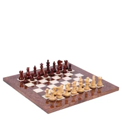 Staunton Elm Burl Wood Professional Chess Set