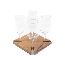 Stem Glasses And Flutes Teak Base Holder