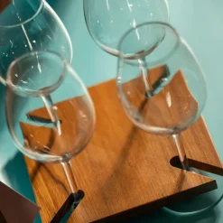 Stem Glasses And Flutes Teak Base Holder