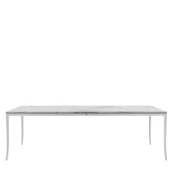 Stiletto Super White Marble Outdoor Dining Table