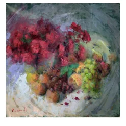 Still Life with Red Flowers Paining by Renato Criscuolo