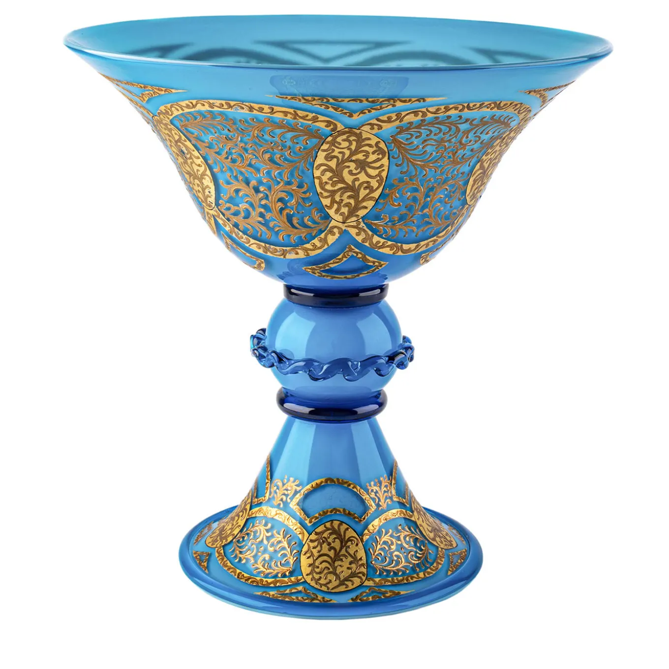 Stmat Blue and Gold Goblet-Shape Bowl