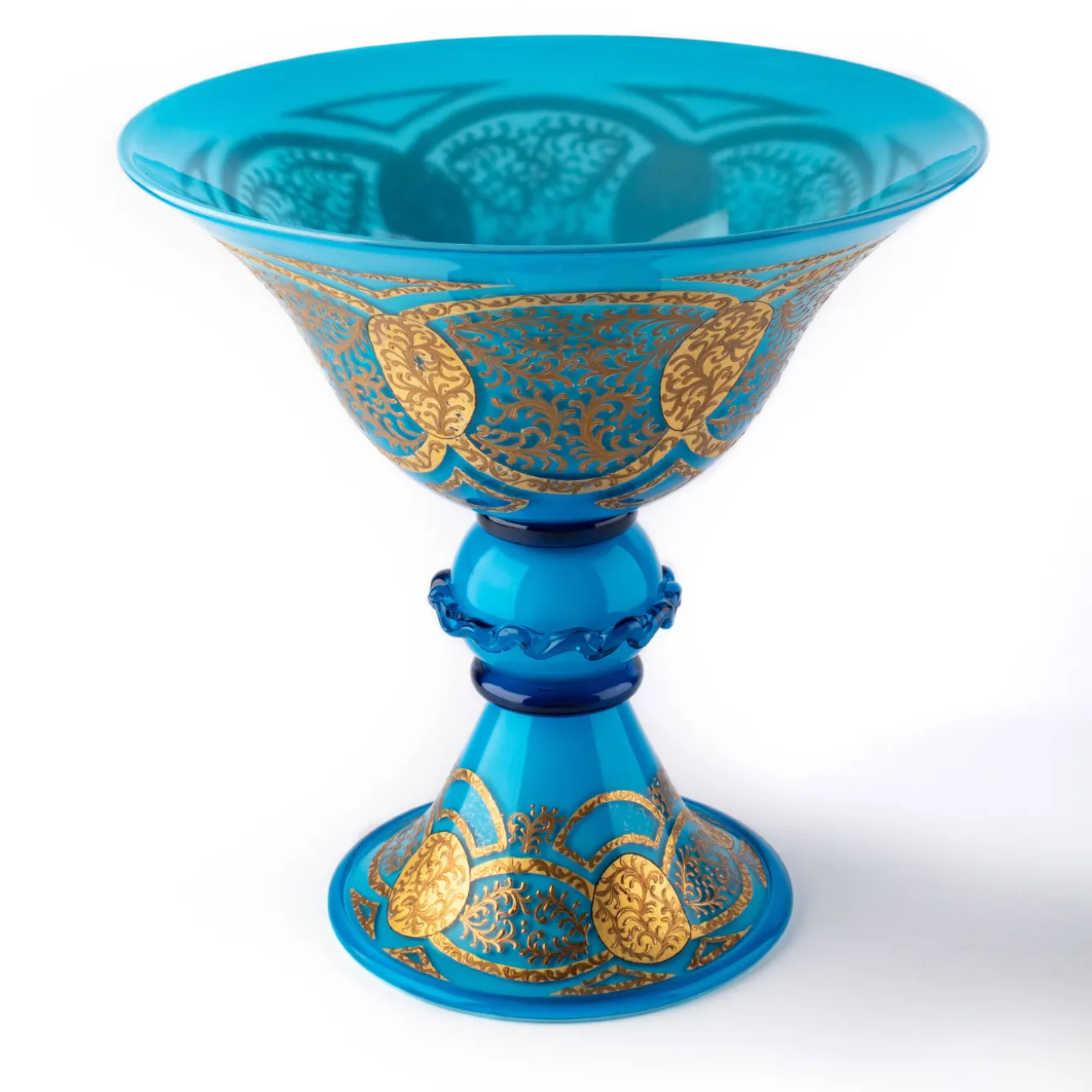 Stmat Blue and Gold Goblet-Shape Bowl