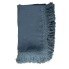 Stone Blue Tablecloth with Extra Long Fringe