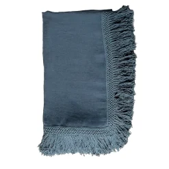 Stone Blue Tablecloth with Extra Long Fringe