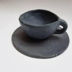 Stone Graphite Cup with Saucer