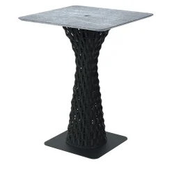 Stone Top Black Outdoor Bar Table