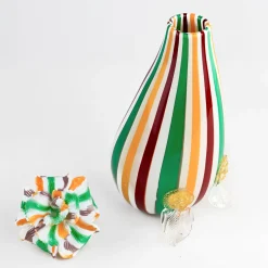 Strambotto Venetian Glass Sculpture with Flower by Eliana Gerotto