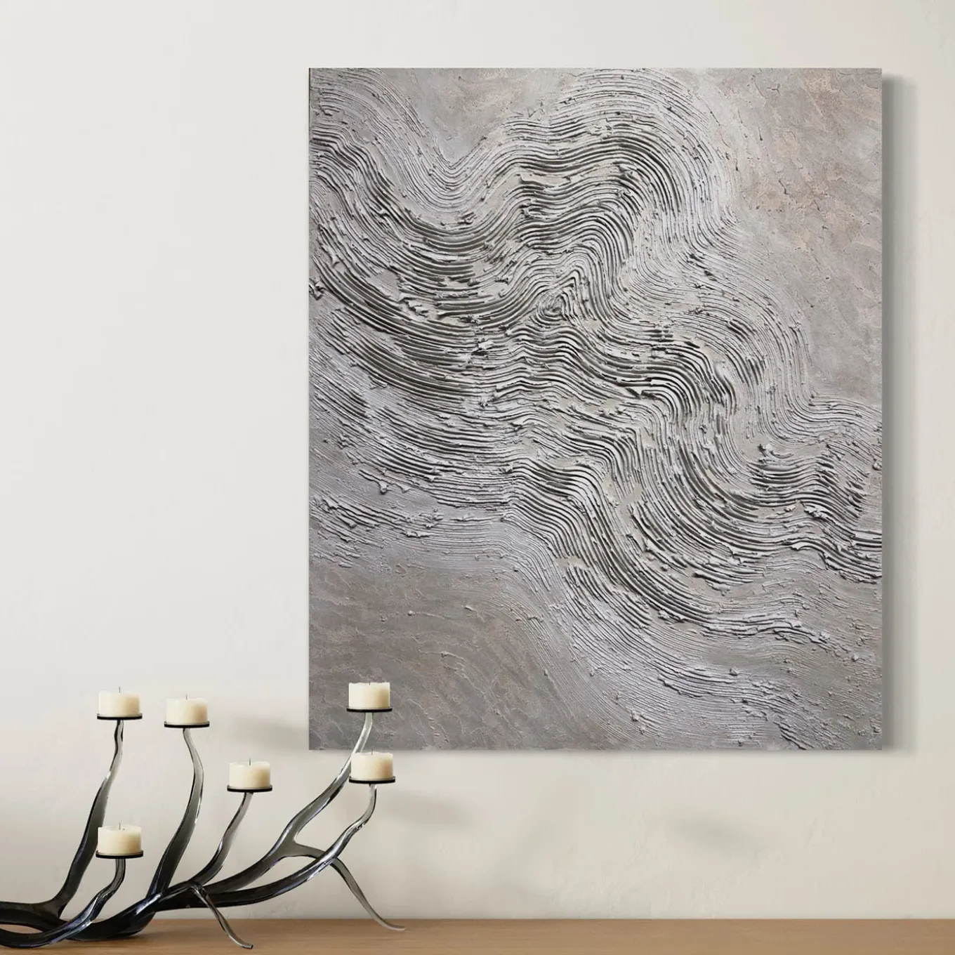 Stratificazioni White Textured Resin Painting