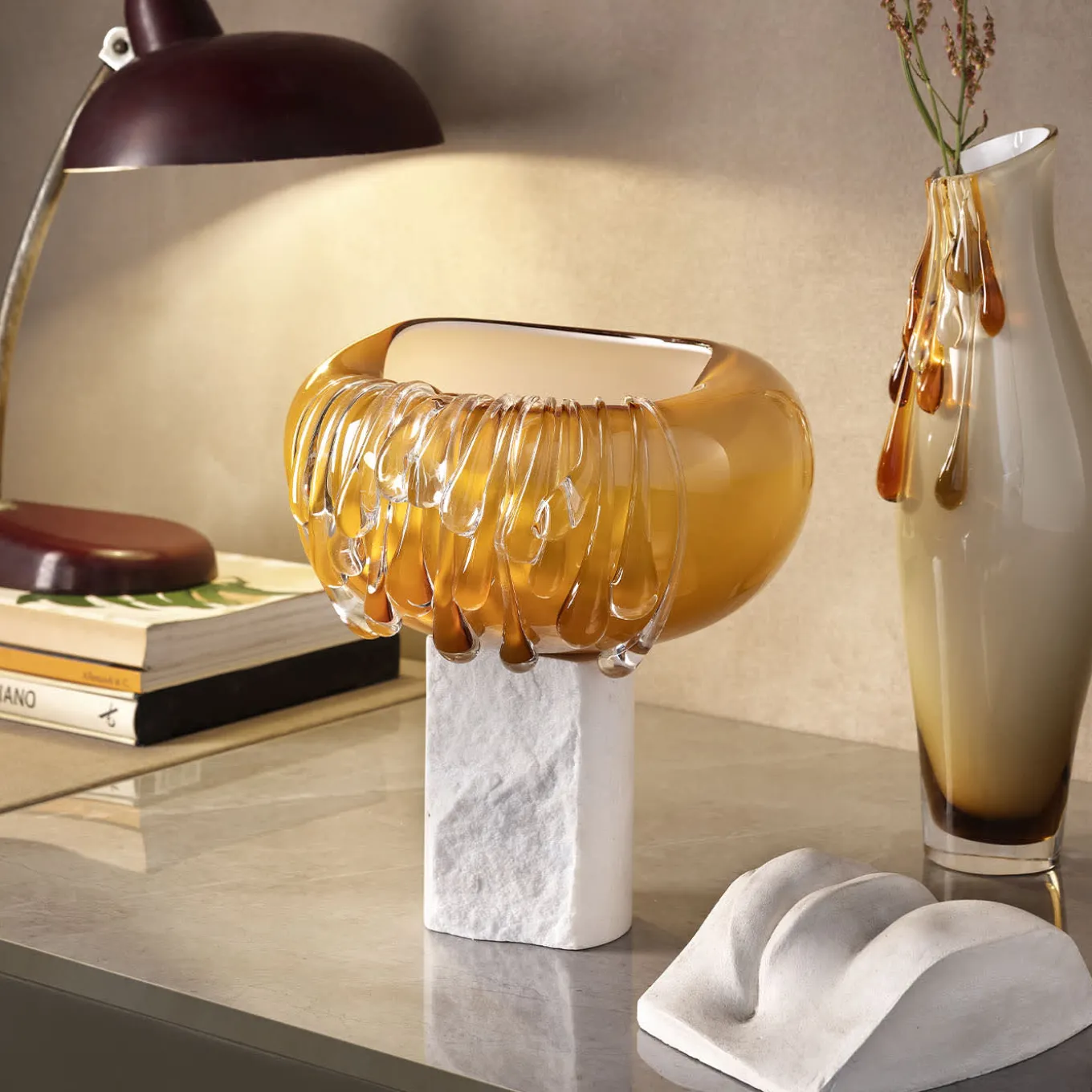 Stravedamento Golden Murano Glass Decorative Vase