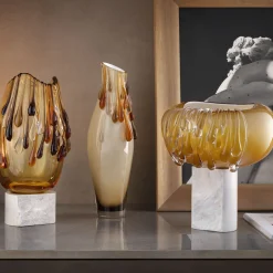 Stravedamento Golden Murano Glass Decorative Vase