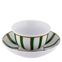 Striche Verdi Bowl with Saucer