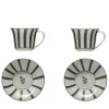 Striche Verdi Set of 2 Tea Cups with Saucers