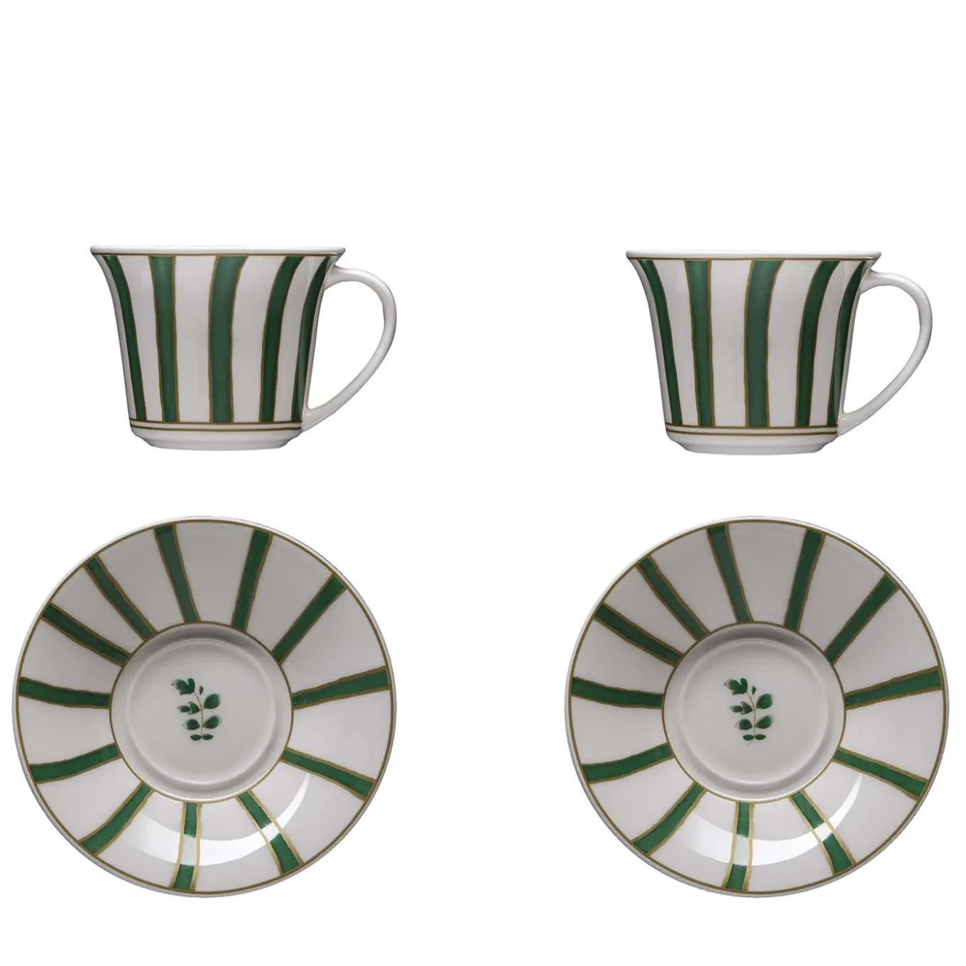 Striche Verdi Set of 2 Tea Cups with Saucers