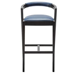String Black Barstool with Cobalt Leather Seat by CarlesiTonelli