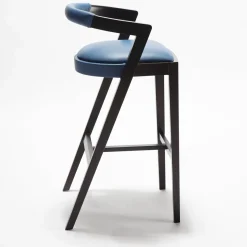 String Black Barstool with Cobalt Leather Seat by CarlesiTonelli