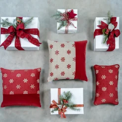 Stripe Torino06 jacquard fabric Square Red Carrè Cushion